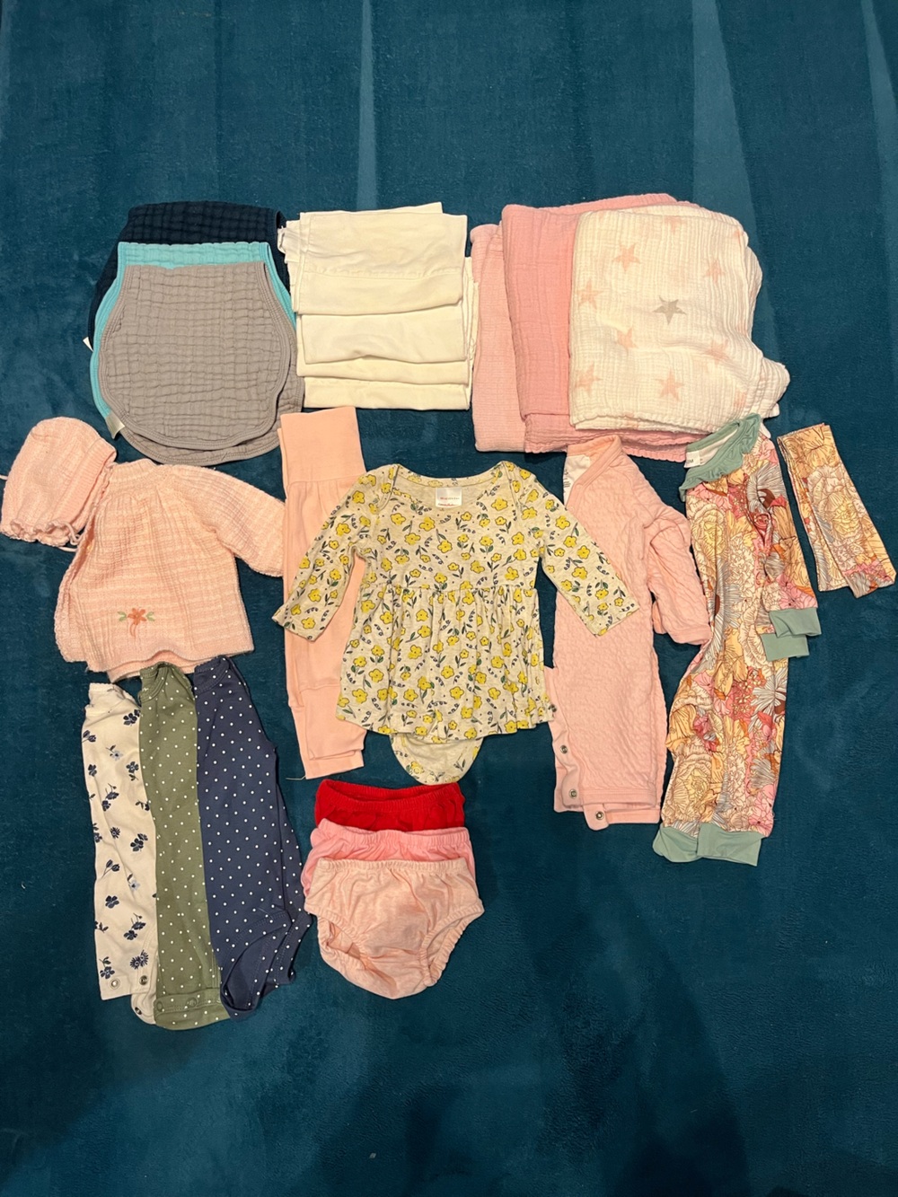 Baby Girl bundle including Aden+Anais, Hannah Anderson, carters, honest…